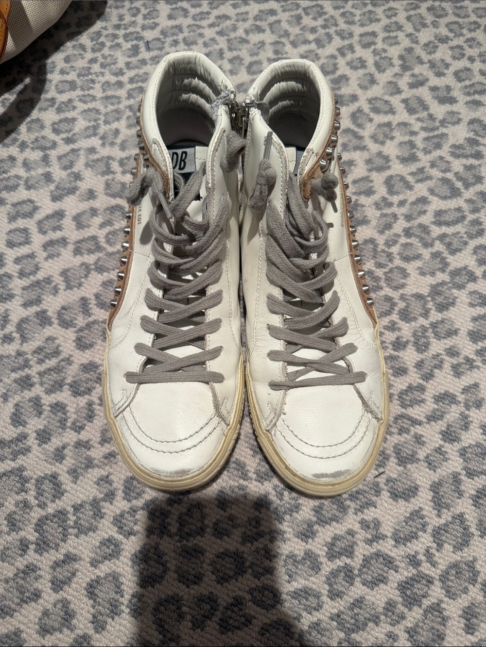 Golden Goose Brown Suede and Studded High-Top Sneakers Size 38 - Picture 2 of 6
